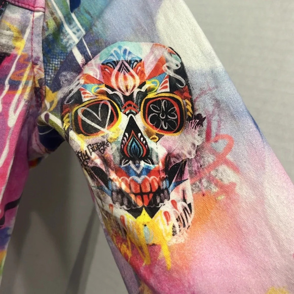 Ay Güey!Jaguar & Skull Denim Jacket Artistic Colorful Size Small #Edgy#LisaFrank - Picture 5 of 10